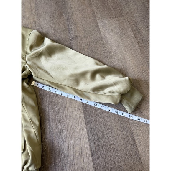 B.young Satin Bomber Jacket Womens 36 Olive Green Full Zip Pockets Lightweight - Picture 9 of 13